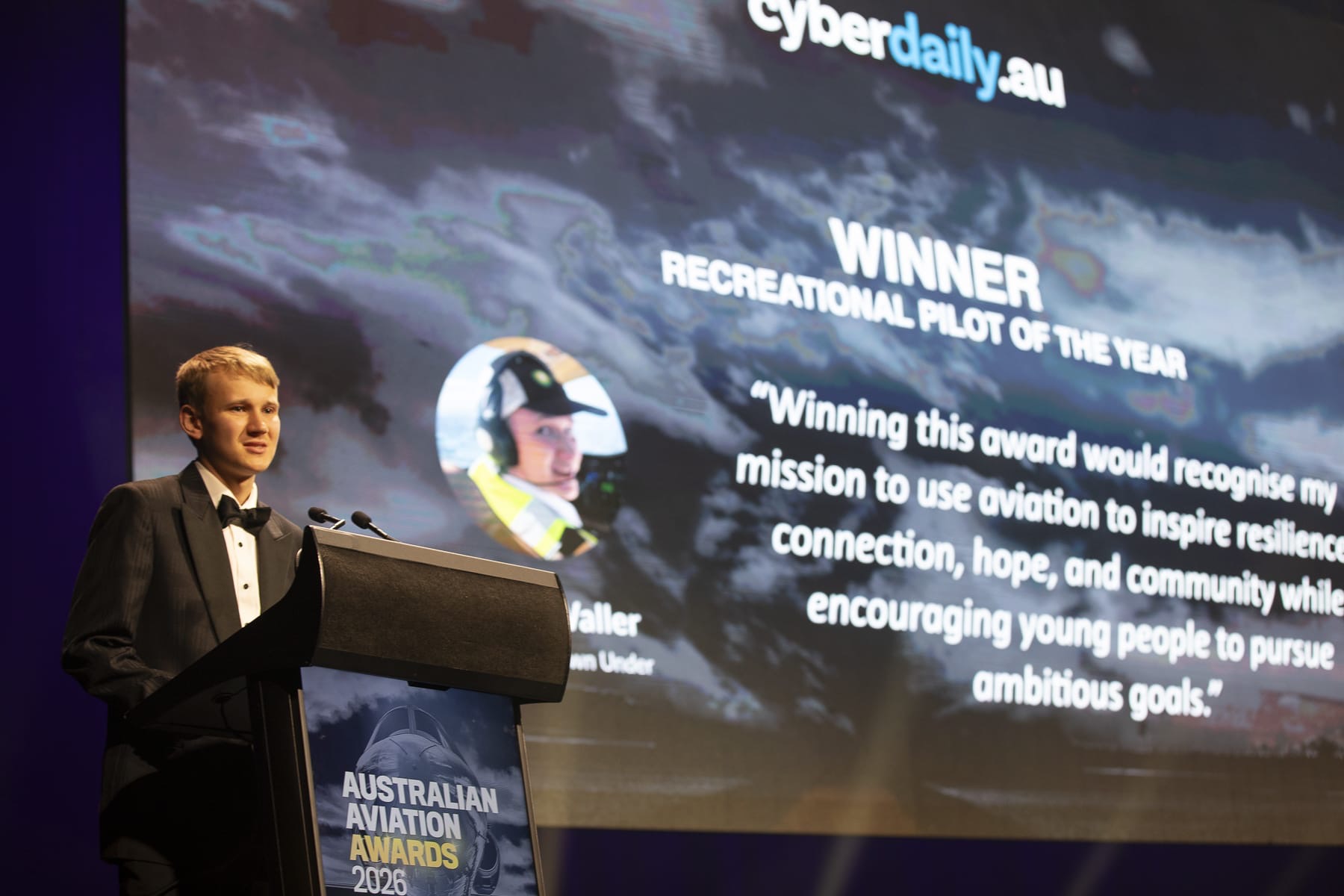 Acceptance speech beneath the winner's citation